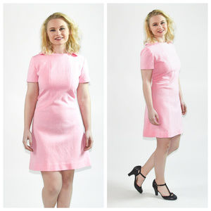 Vintage 1960s Mod Pink Dress 36" Waist
